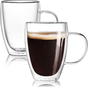 AUTOYSUR 2-Pack Double Walled Glass Coffee Mugs