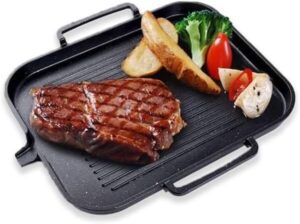 AMERTEER Non-Stick BBQ Grill Pan (best iron skillet for steak)