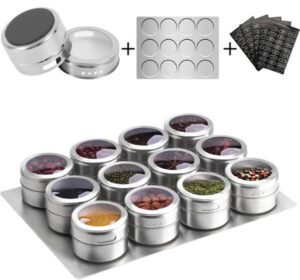 Aiyola Magnetic Spice Jars with Wall Base (best jars for storing spices)