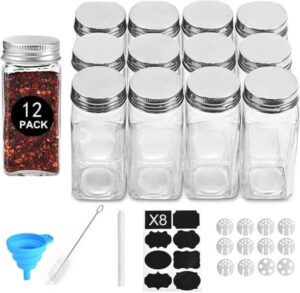 BEONE 12pcs 120ml Glass Spice Jars Set