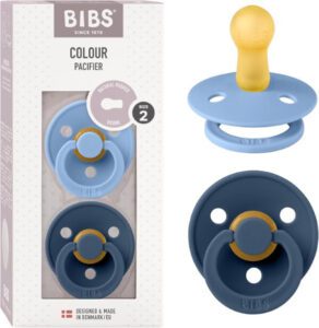 BIBS Colour Baby Pacifier 2-Pack | Made in Denmark | BPA Free Dummy Soother