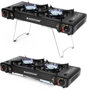BLACKSTONE Portable Gas Burner Stove with Diecast Grill Plate (best two burner camp stove)