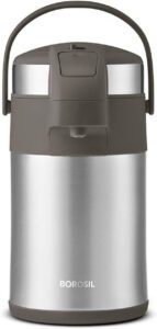 إبريق شاي مزدوج الجدار معزول بالفراغ من الفولاذ المقاوم للصدأ، بوروسيل إيربوت مع مضخة