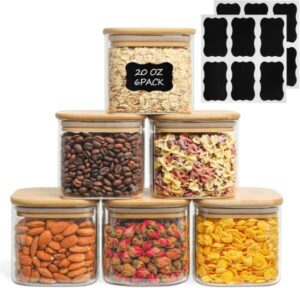 ComSaf 20 oz Glass Food Storage Jars Set of 6 (best spice containers)