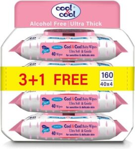 Cool & Cool Baby Wipes 40’s (Pack of 4) – 160 Wipes Total