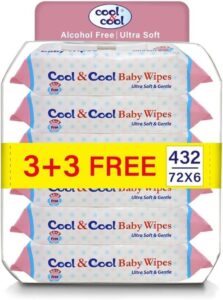 Cool & Cool Baby Wipes (72’s, Pack of 6) (best wipes for newborns)