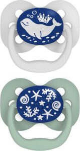 Dr. Brown's Advantage Glow-in-the-Dark Baby Pacifier – 0-6m, 2 Pack, Blue Ocean (best pacifier for new born)