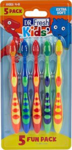 Dr. Fresh Kids Mix Toothbrush Blister Pack (5 Pieces, Multi-Color)