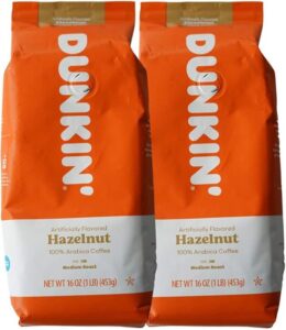 قهوة مطحونة من Dunkin' Donuts، عبوة متعددة، 1 رطل (بندق، عبوتان)