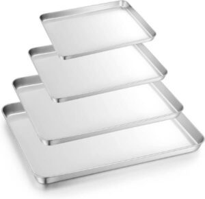 Onader Baking Tray Set of 4 - Stainless Steel Oven Trays (best stainless steel baking trays)
