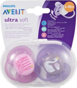Philips Avent Ultra Soft Pacifier 2 Pack - BPA-Free Dummy for Babies from 6-18 Months, Model SCF223/02