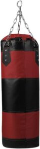 حقيبة ملاكمة رملية فارغة من قماش Poppyae (أحمر وأسود، 70 × 27 سم)