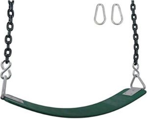 أرجوحة فناء RBW من Rainbow Toys للأطفال والكبار مع حلقة مثلثة معدنية وسلسلتين وخطافات سريعة (أخضر)