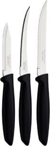 Tramontina Plenus 3-Piece Knife Set with Stainless Steel Blade and Black Polypropylene Handle