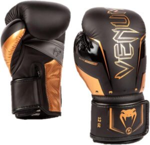 The Venum Elite Boxing Gloves (10 oz, Black/Bronze) (top rated boxing gloves)