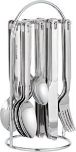 طقم أدوات مائدة من الفولاذ المقاوم للصدأ من وينسور مع حامل، 24 قطعة